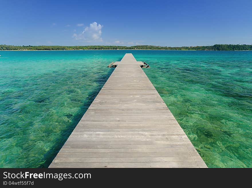 Wooden bridge from the island. Wooden bridge from the island