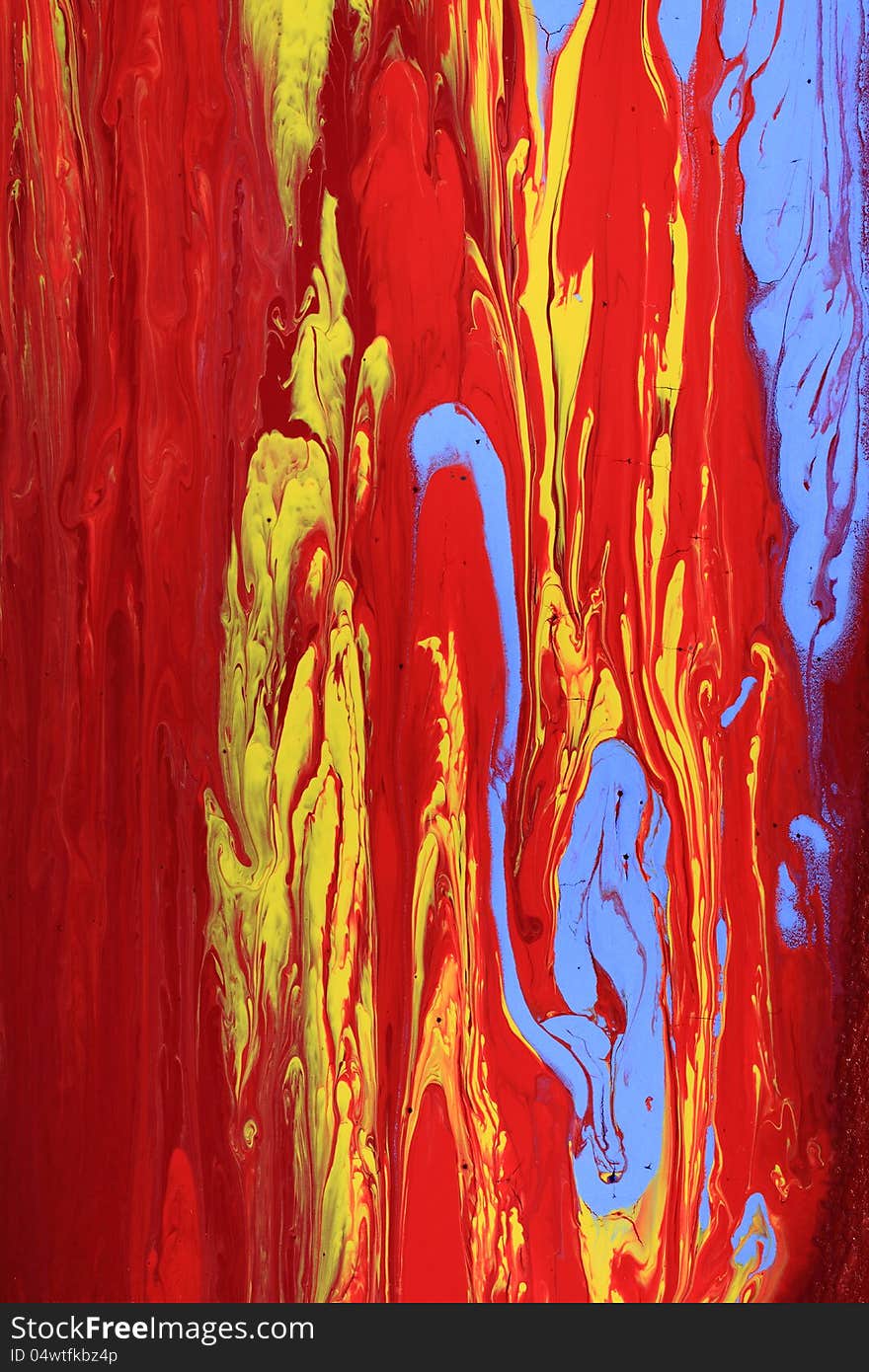 Abstract painting consisting of red blue and yellow paints which represent the cross section of a flower-bud. Abstract painting consisting of red blue and yellow paints which represent the cross section of a flower-bud.