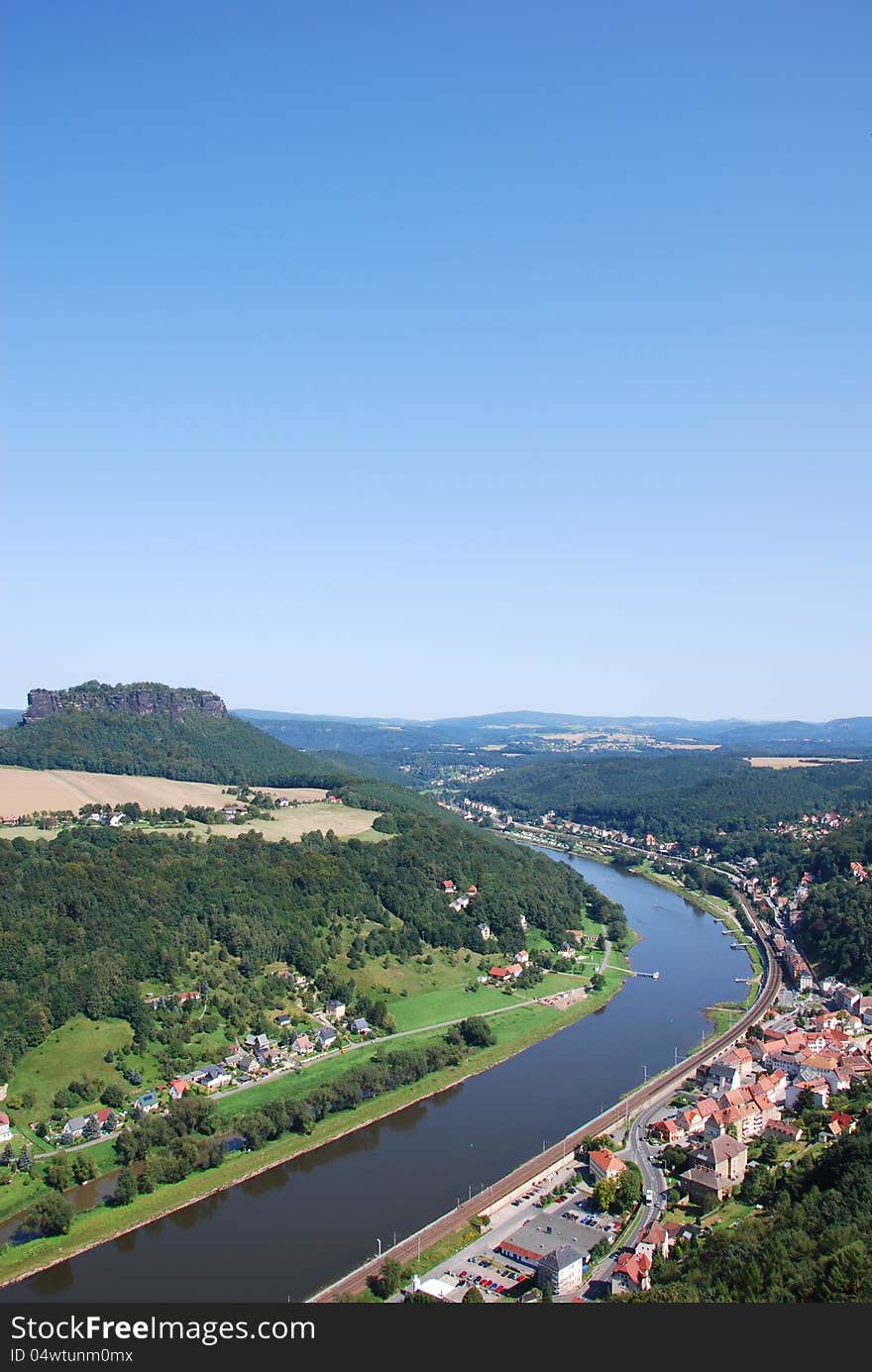 View landscape from castle königsstein elbsandsteingebirge saxonia germany. View landscape from castle königsstein elbsandsteingebirge saxonia germany