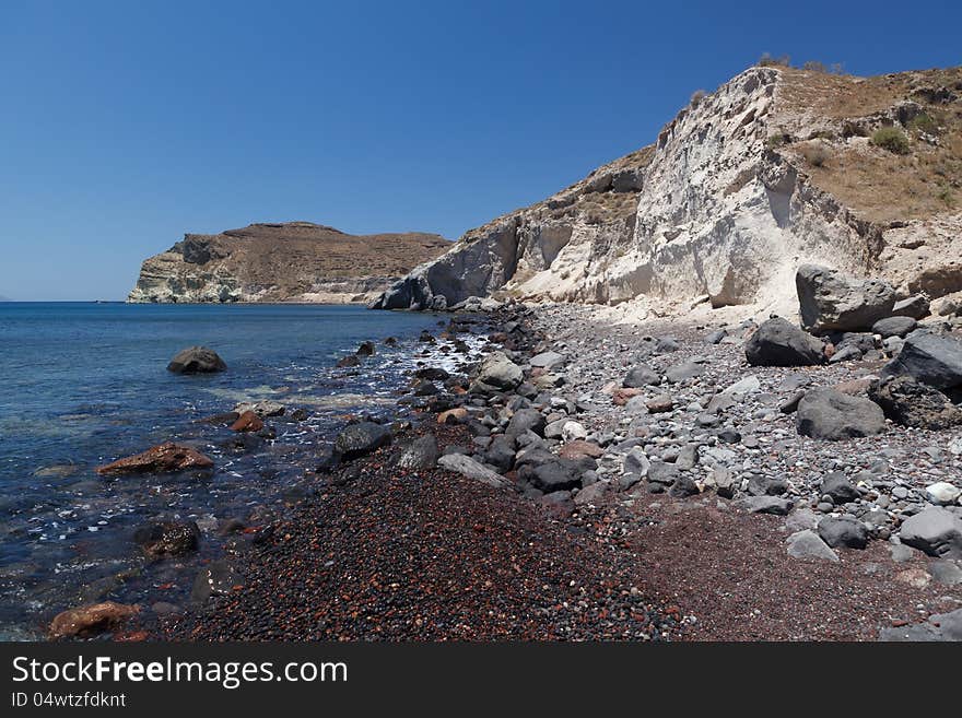 Akrotiri, Santorini, Greece. The Red Beach in Santorini. Akrotiri, Santorini, Greece. The Red Beach in Santorini.