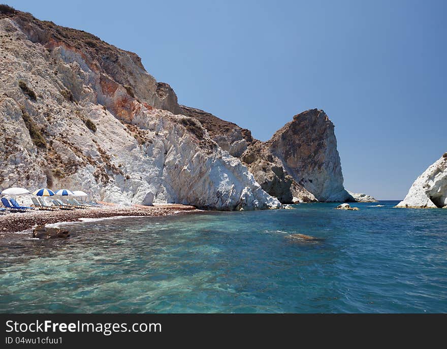 Black Beach In Akrotiri. Santorini. Greece.