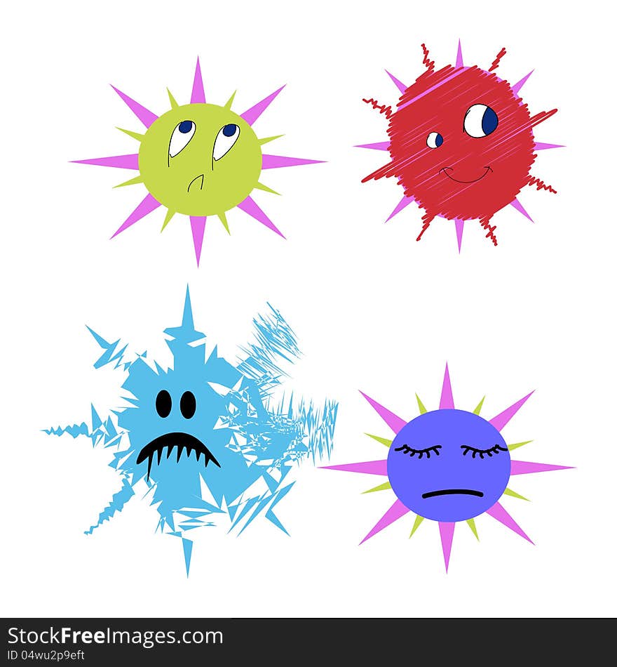 Germs and bugs Bacterium vector comic in different colours