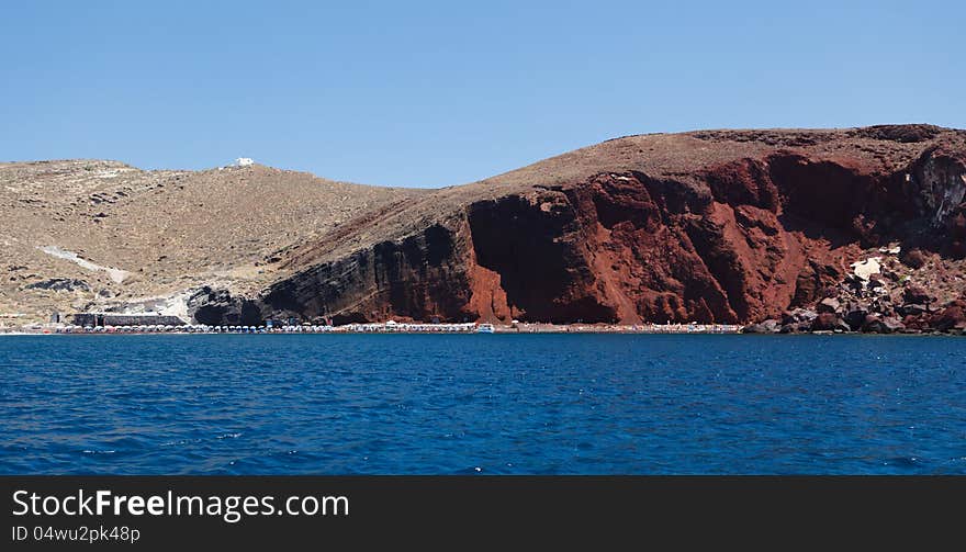 Red Beach In Akrotiri. Santorini. Greece.