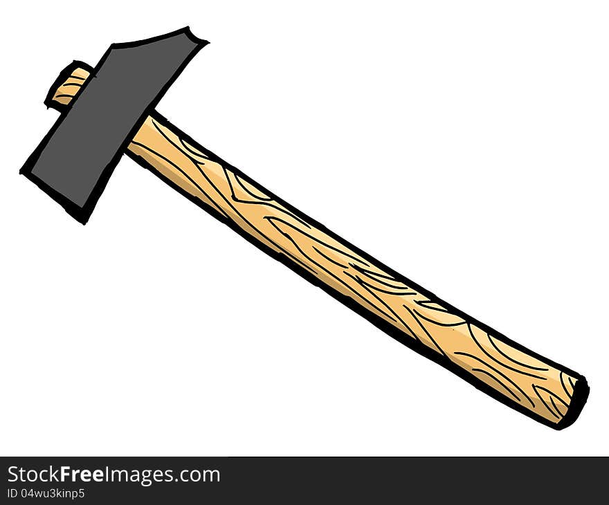 Hand drawn illustration of a vintage hammer