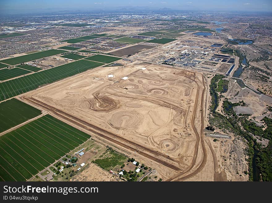 Early stages of large riparian project in Phoenix, Arizona. Early stages of large riparian project in Phoenix, Arizona