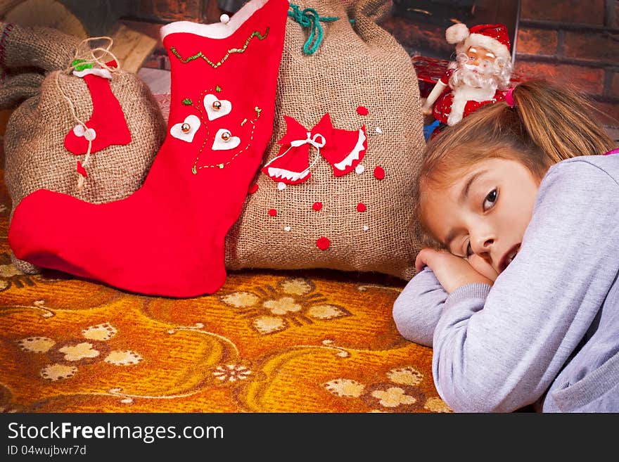 Little girl with a Christmas gift