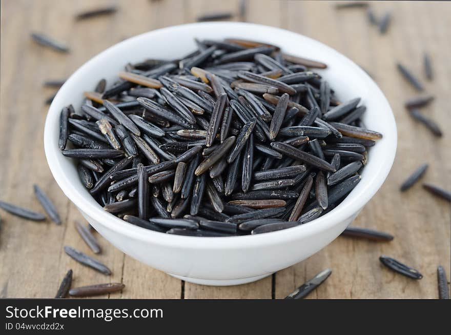 Wild rice in a white ceramic bowl