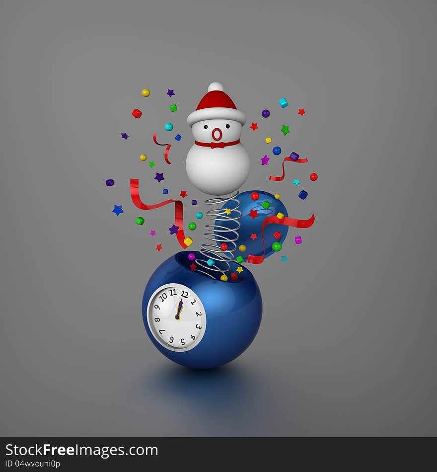 Snowman bounced out from sphere alarm clock