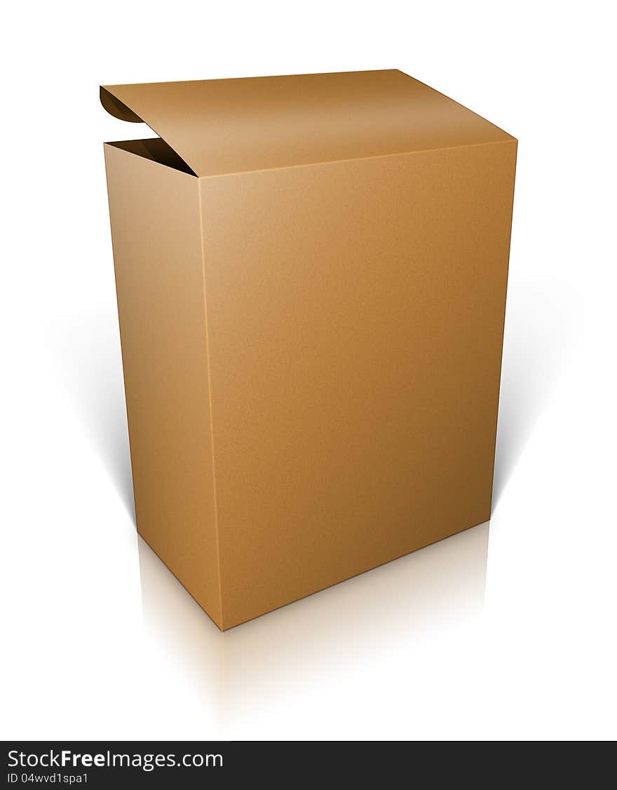 Illustration of open cardboard box on white background.