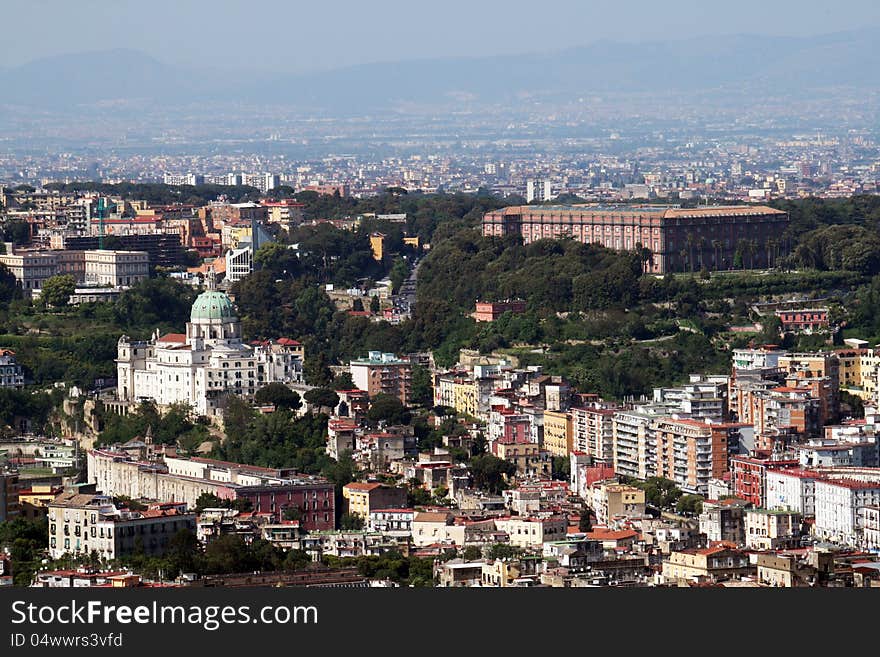 A view of the royal palace and the church of capodimonte at naples in italy