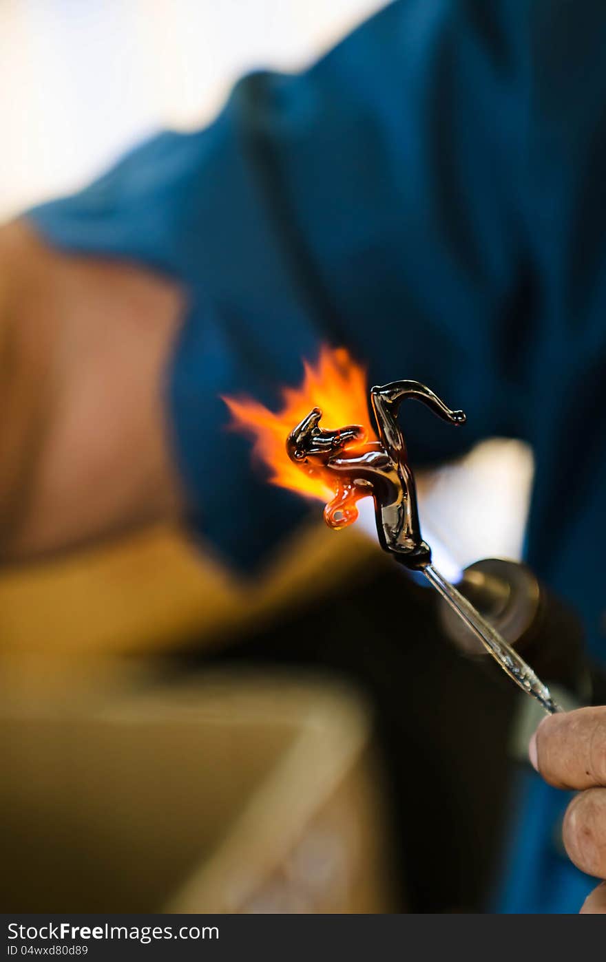 Glass Blower Creates A Horse.