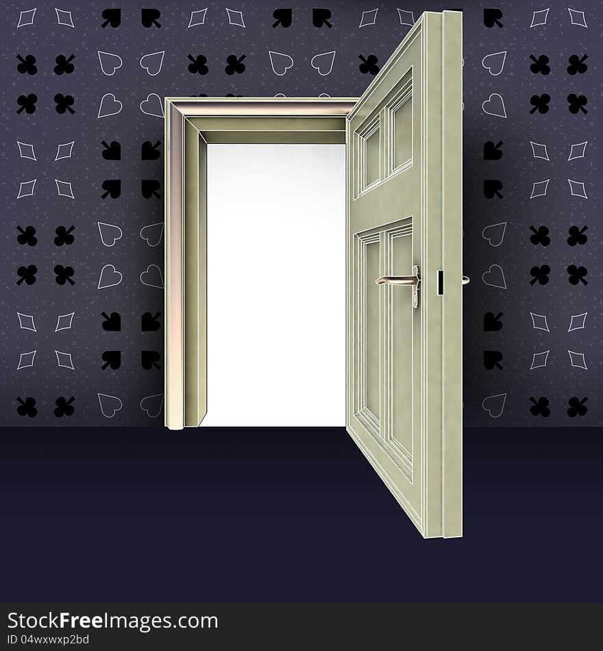 Open center door with poker pattern