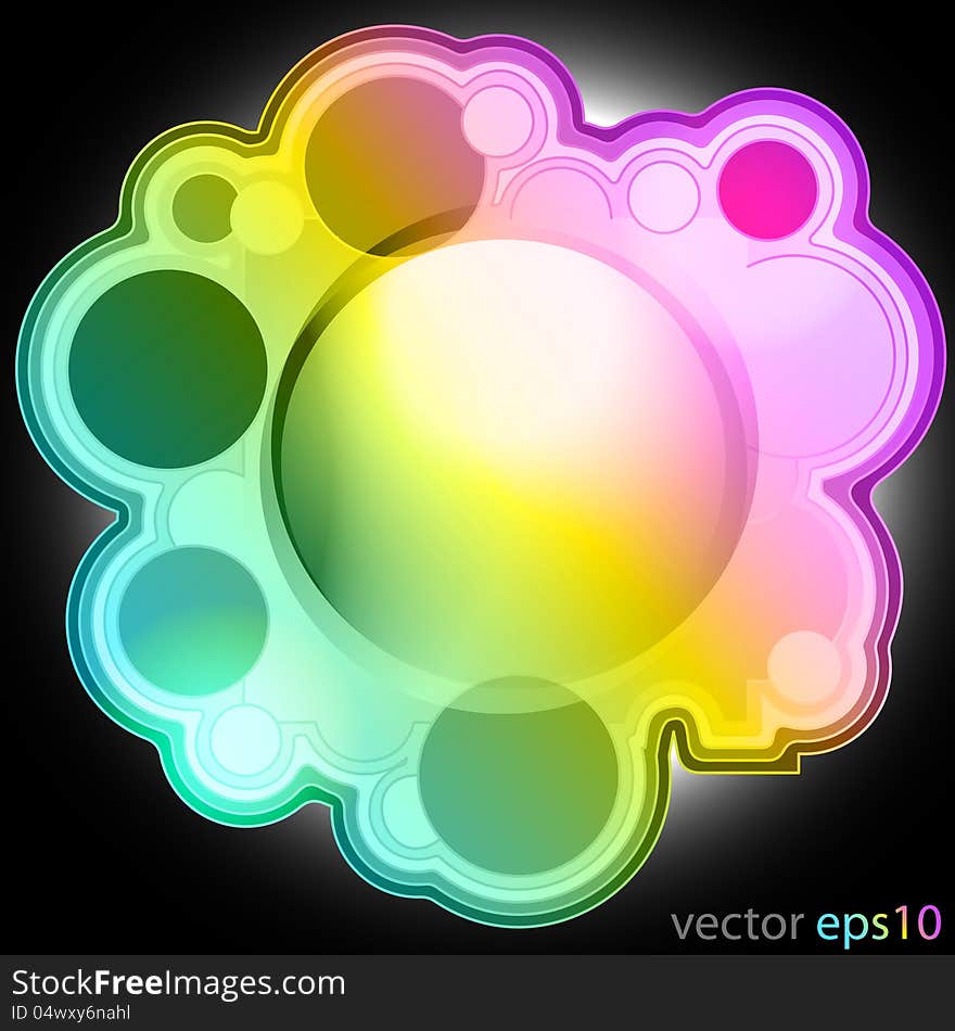 Colorul music bubble editable frame label vector illustration