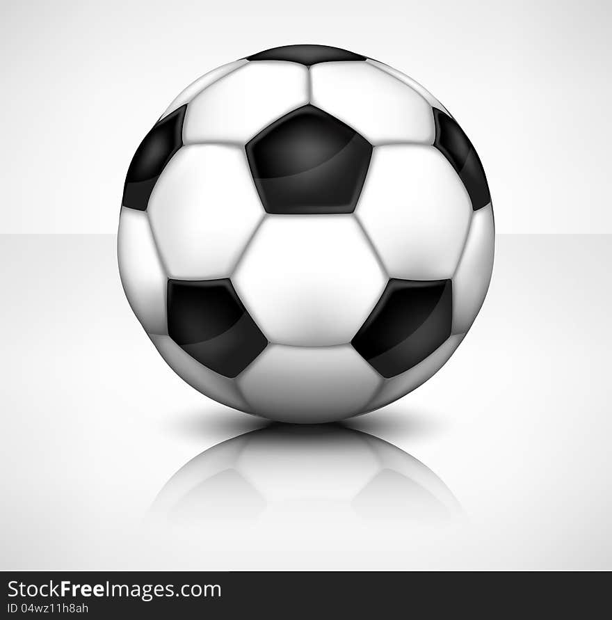 Black-and-white leather football (soccer) ball, on white, vector illustration. Black-and-white leather football (soccer) ball, on white, vector illustration