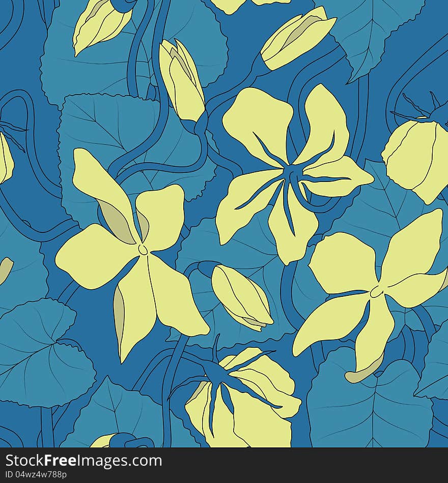 Seamless vector floral pattern with moonflowers. Seamless vector floral pattern with moonflowers