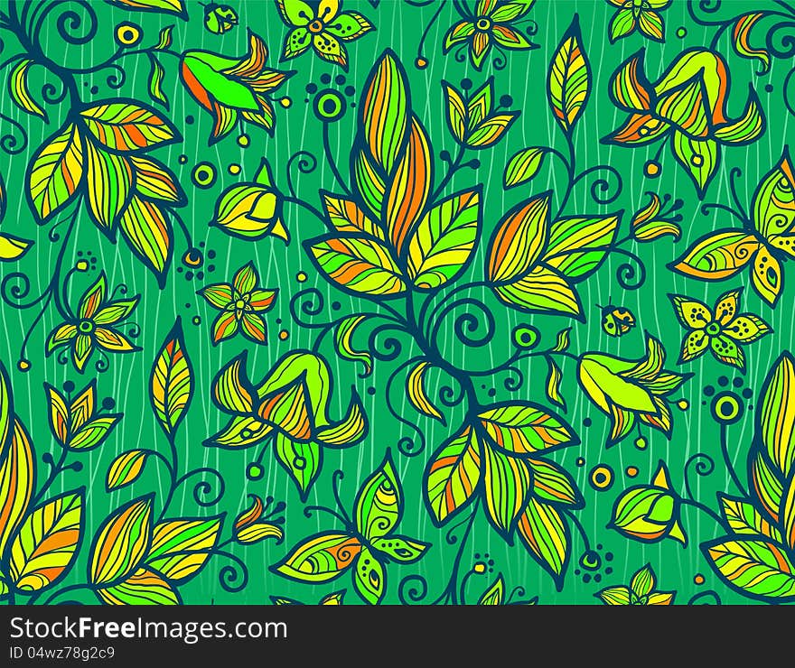 Abstract Ornate Shining Flower Seamless Pattern