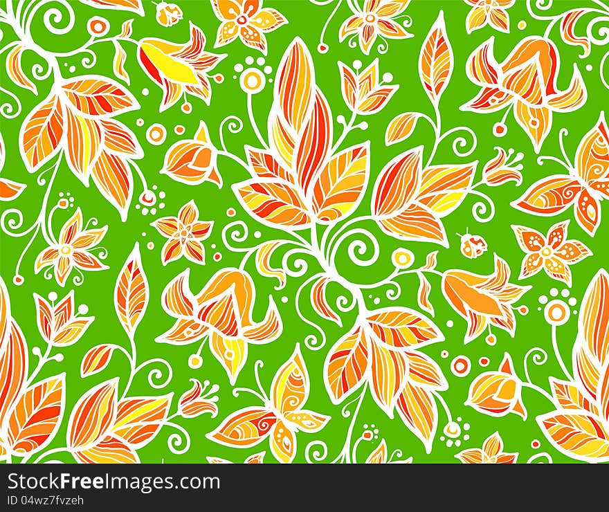 Abstract ornate shining flower vector seamless pattern