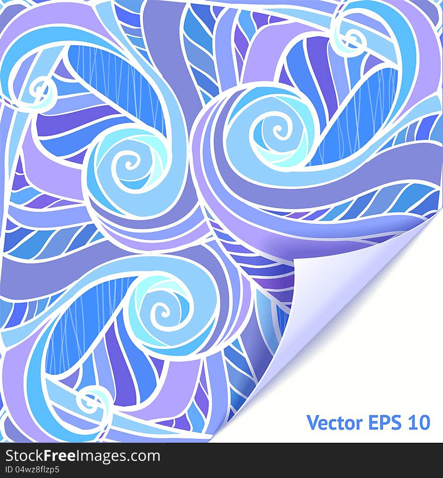 Artistic hand-drawing blue and violet waves background