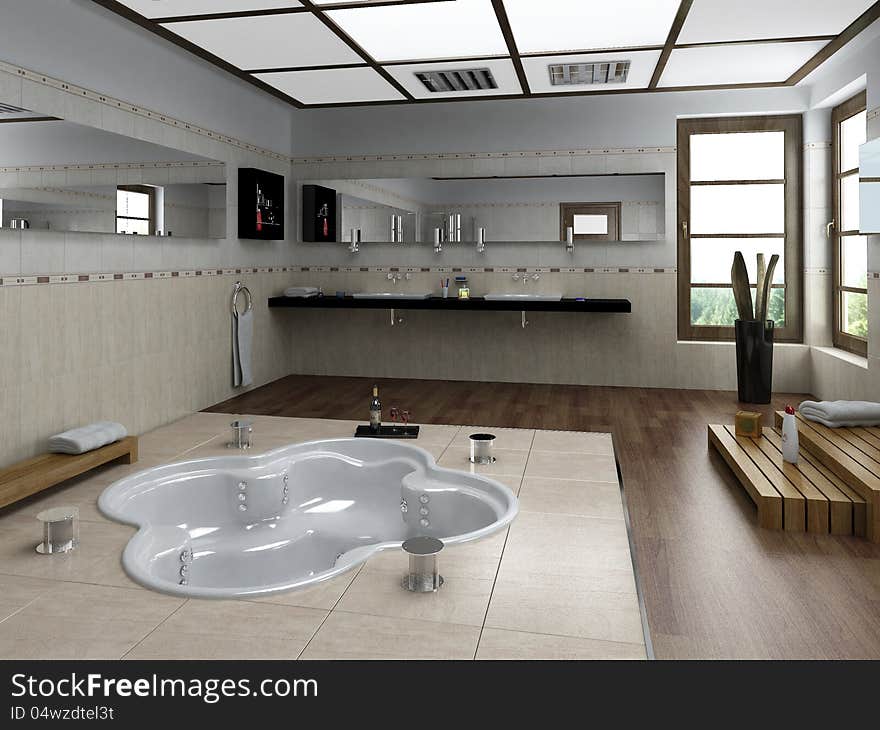 Empty bathroom made in 3d max