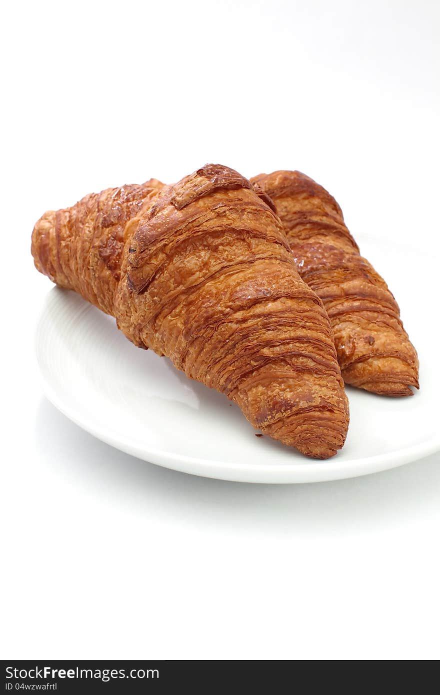 Croissants on white background