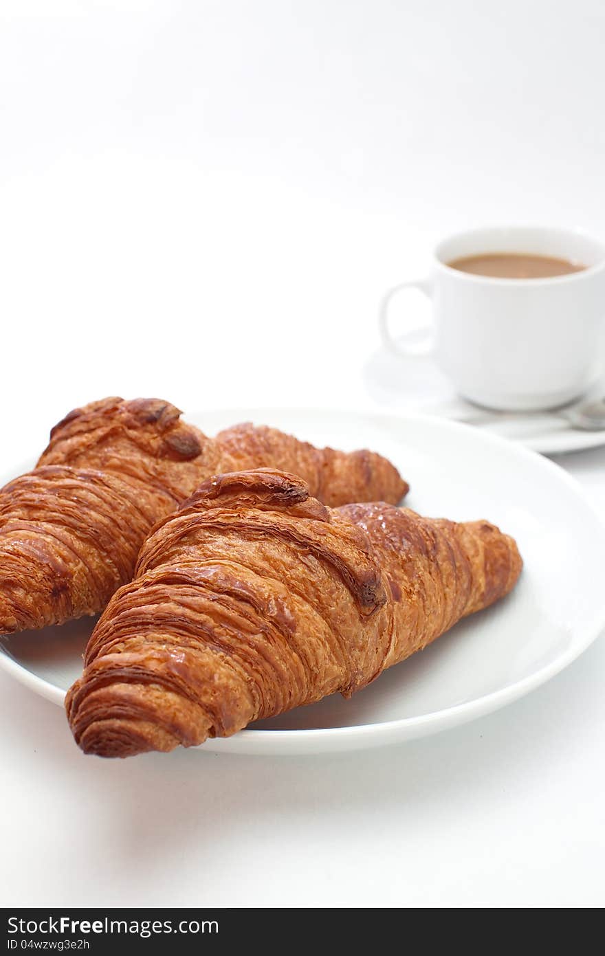 Croissants on white background