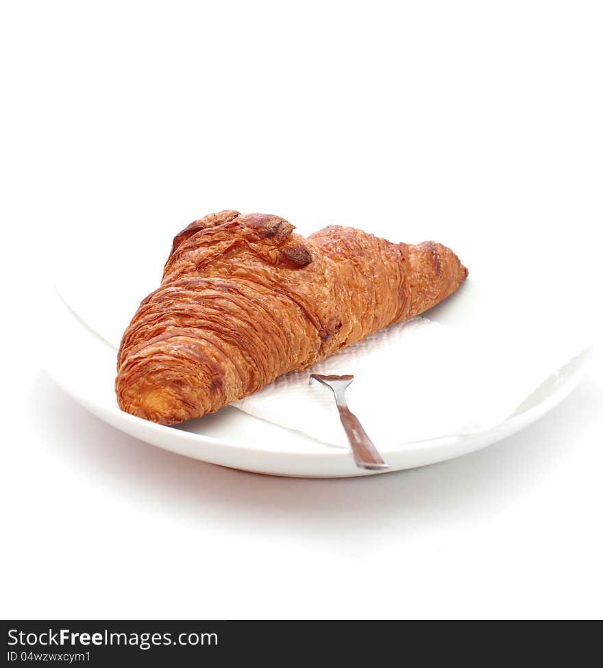 Croissants on white background