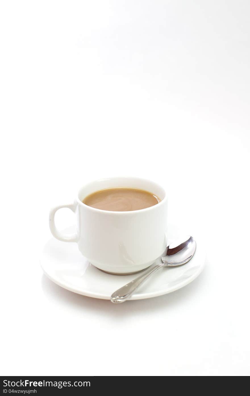 A cup of coffee on white background