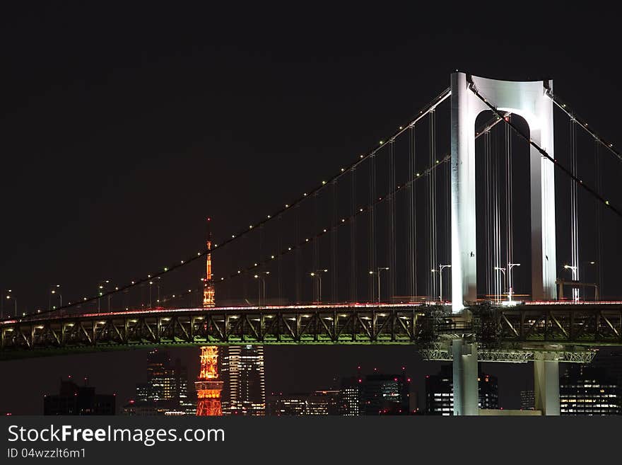 This is rainbow bridge in odaiba are , tokyo japan. This is rainbow bridge in odaiba are , tokyo japan