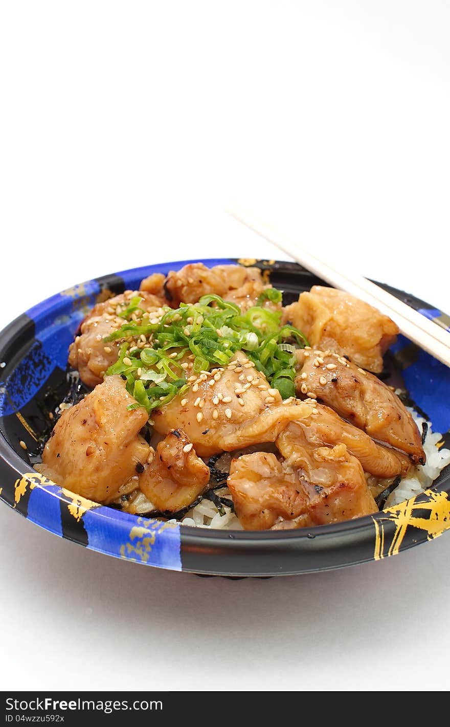 Grill Chicken With Steamed Rice, Japanese Food