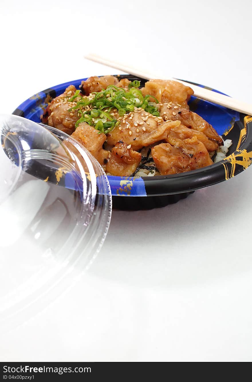 Grill Chicken With Steamed Rice, Japanese Food