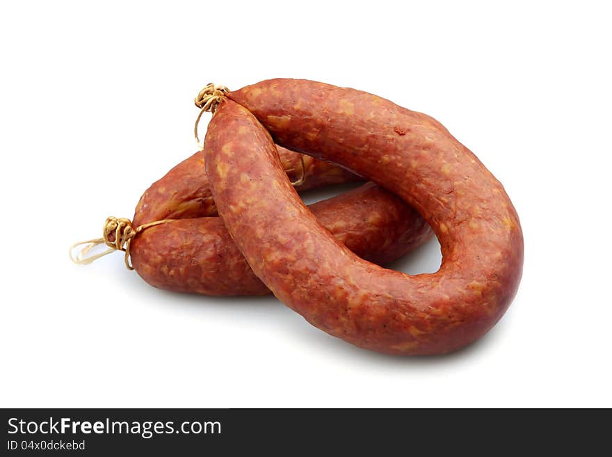 Sausages isolated on white background