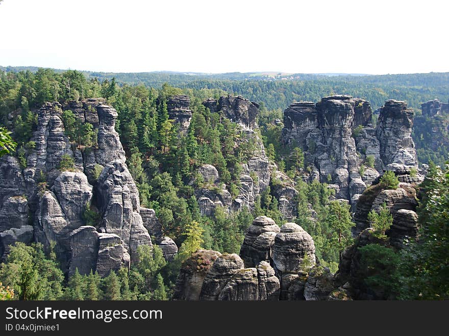 View landscape elbsandsteingebirge saxonia germany