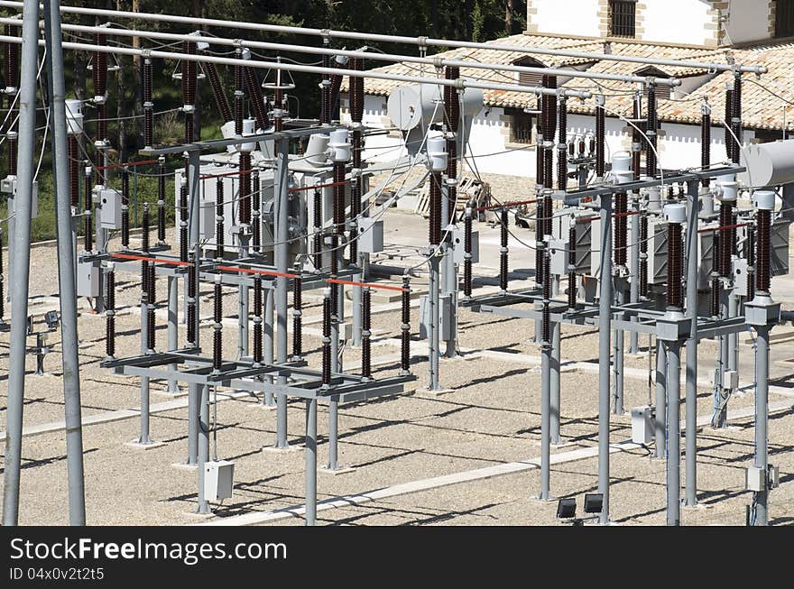 Without people foreground of an electrical substation