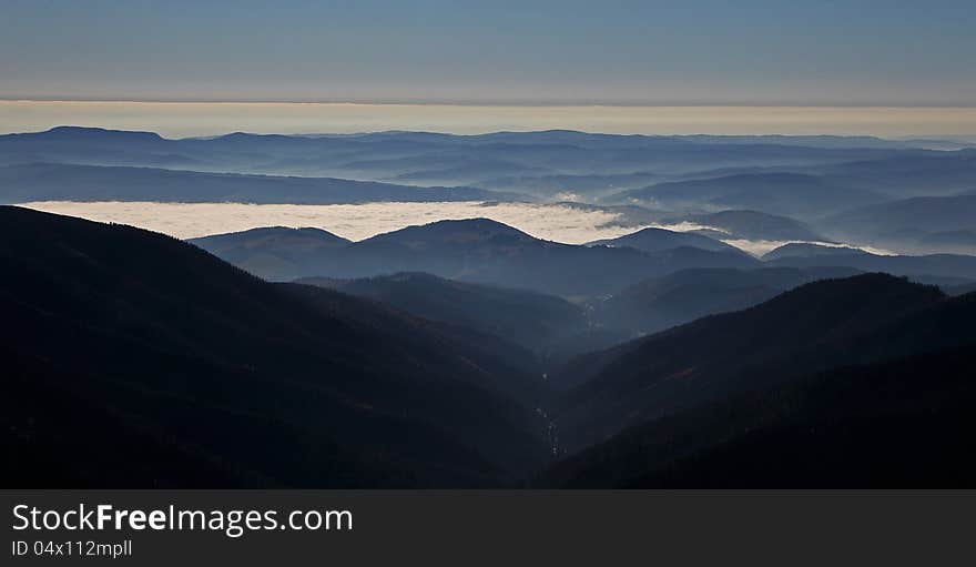 View from hill Chopok - Low Tatras mountains, Slovakia