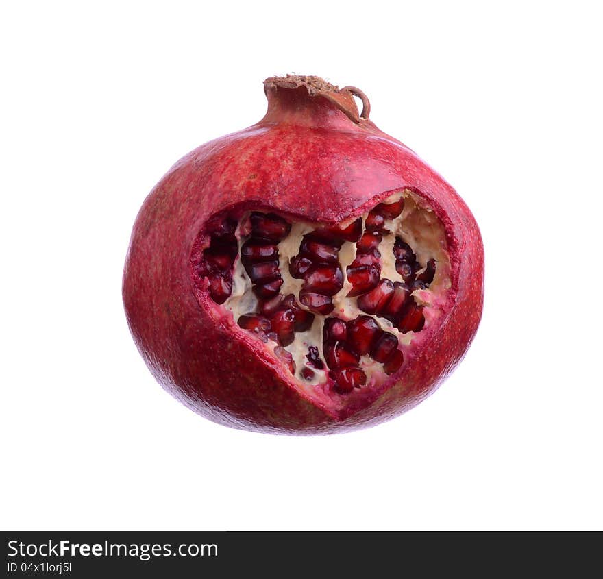 Pomegranate with heart isolated on white