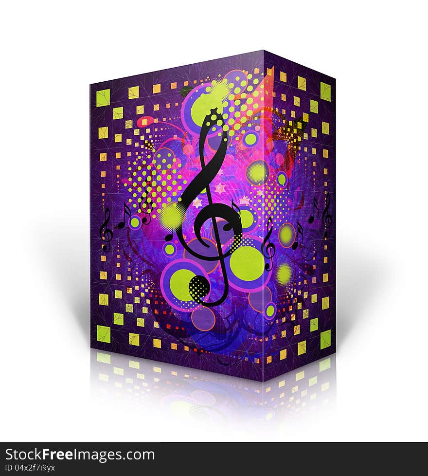 Illustration of closed music box on white background.