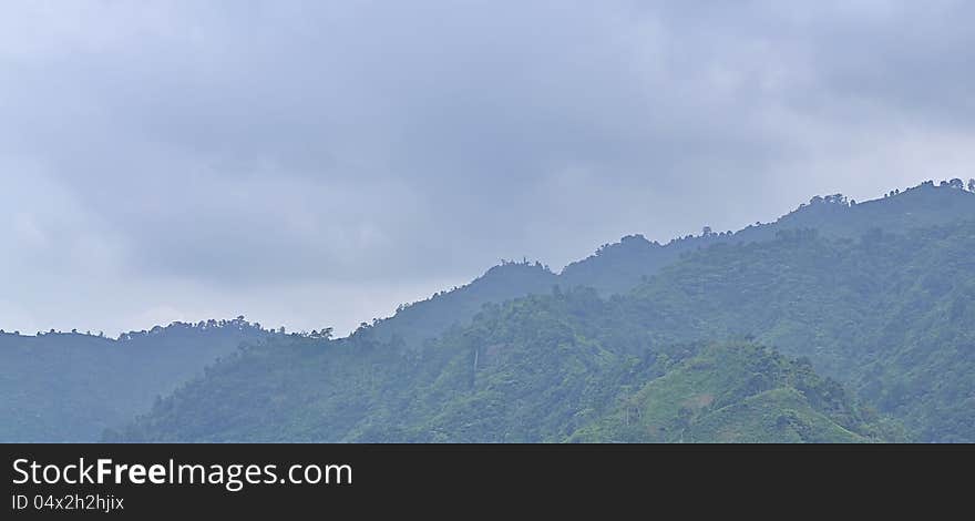 Misty mountain in the morning, good for wallpaper