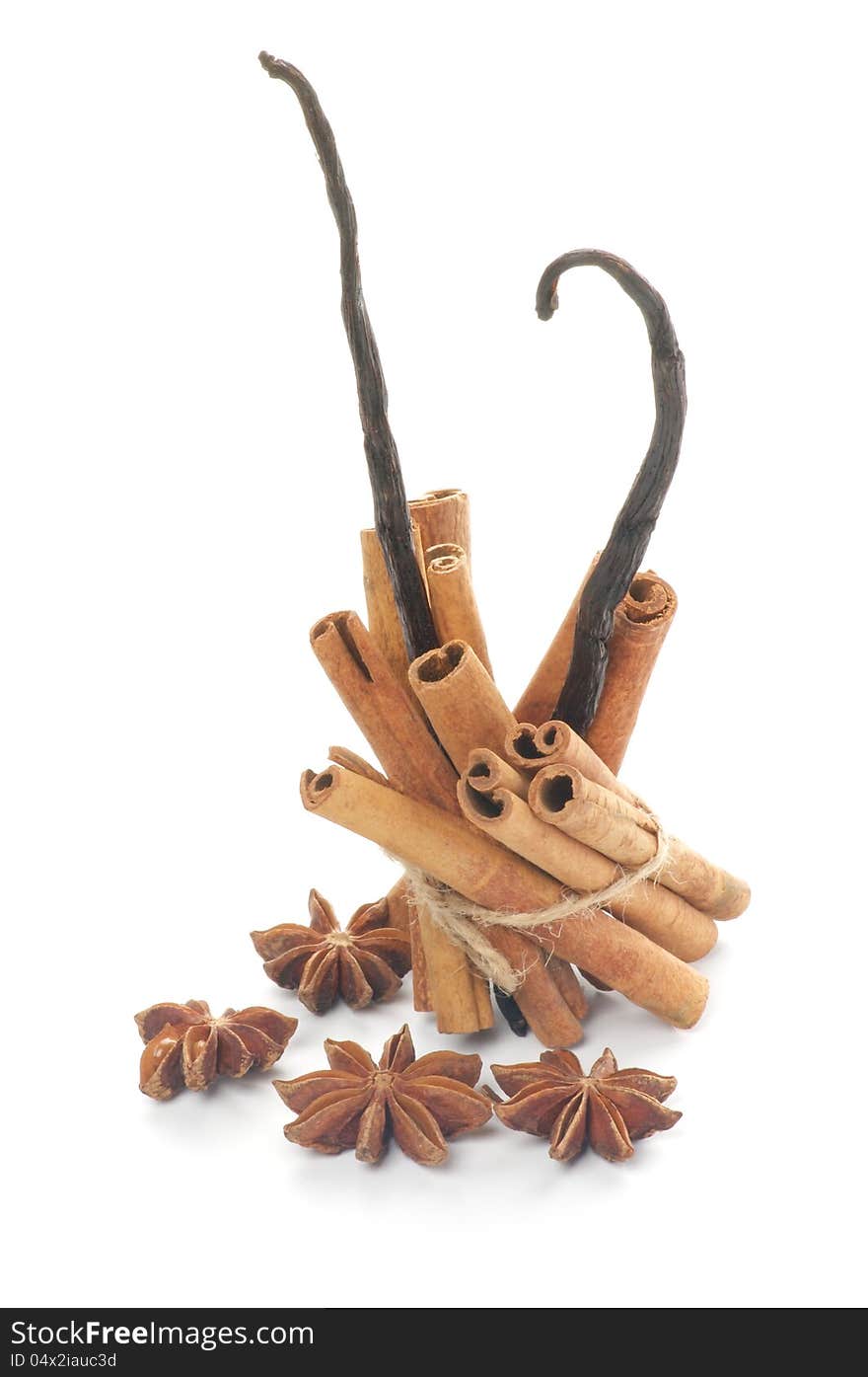 Cinnamon Sticks, Anise Star And Vanilla Pods