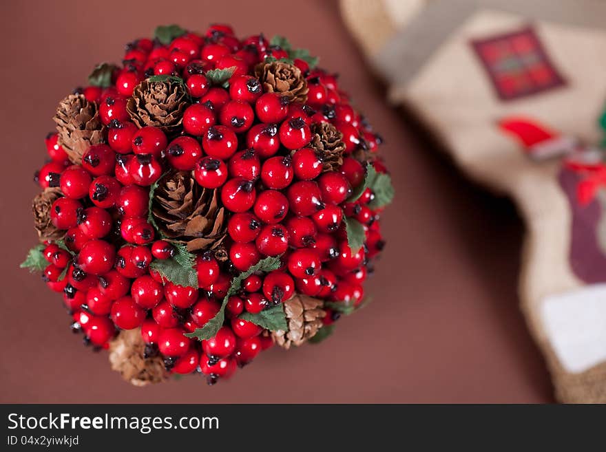 Red Hawthorn Ball And Christmas Boot