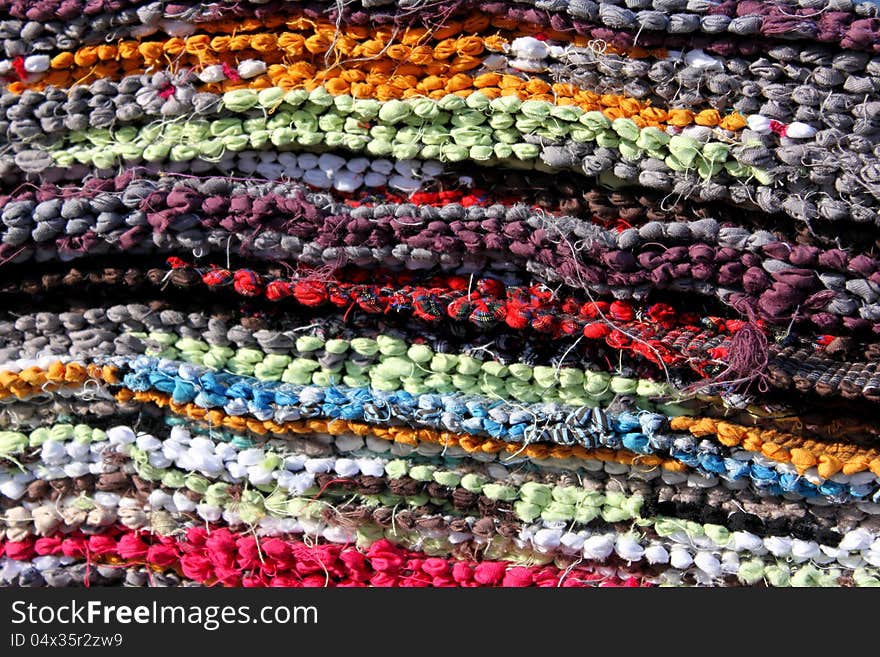 Pile of colorful towels traditional arabian / egyptian / bedouin rug - can be use it everywhere. Pile of colorful towels traditional arabian / egyptian / bedouin rug - can be use it everywhere.