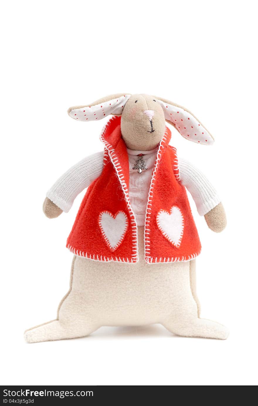 Handmade toy cute litlle New Year rabbit. Handmade toy cute litlle New Year rabbit