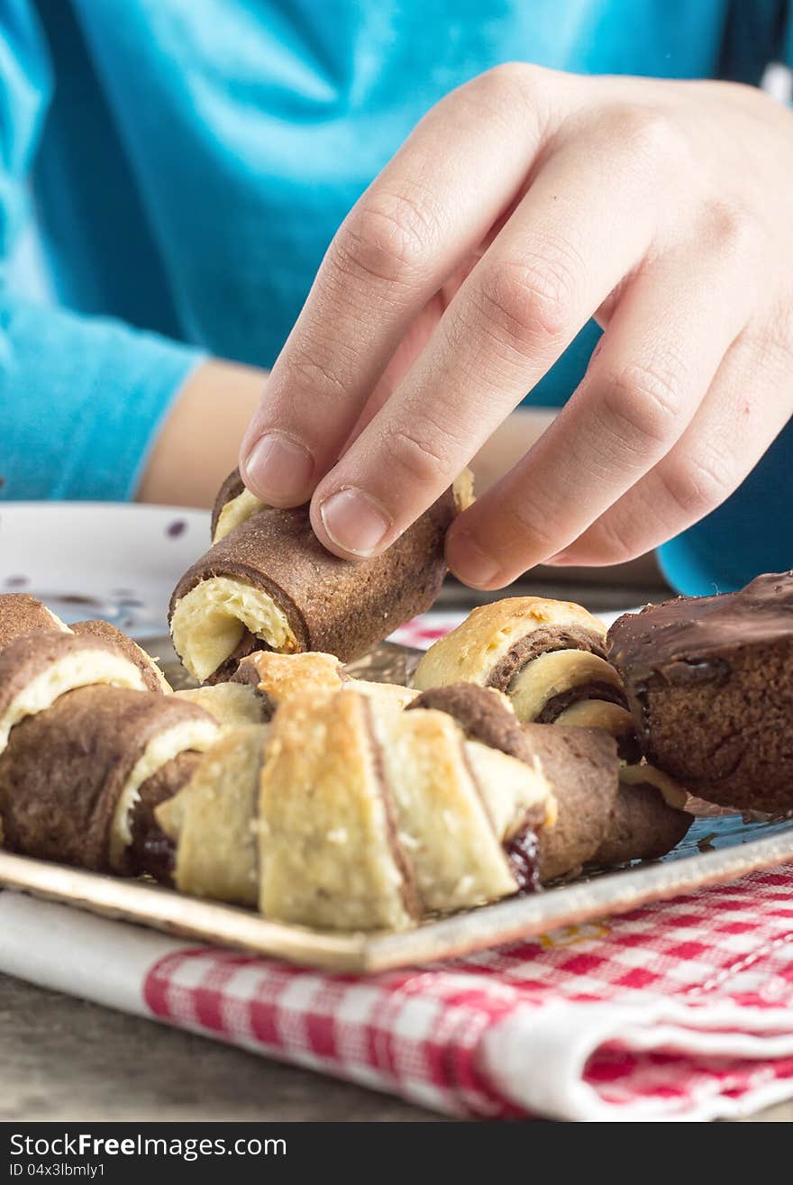 Hand reaching for cookies