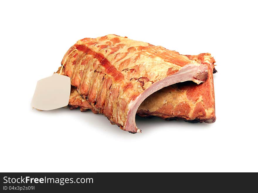 Pork smoked edges isolated on white background