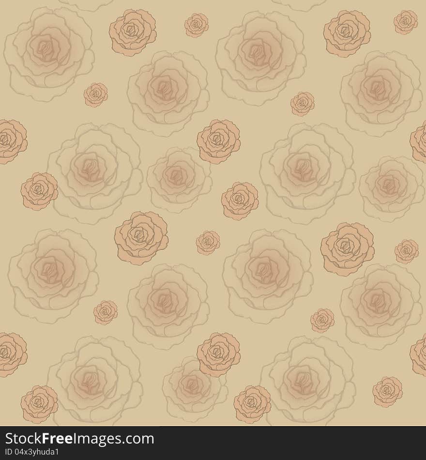 Vector vintage seamless pattern with rose illustration