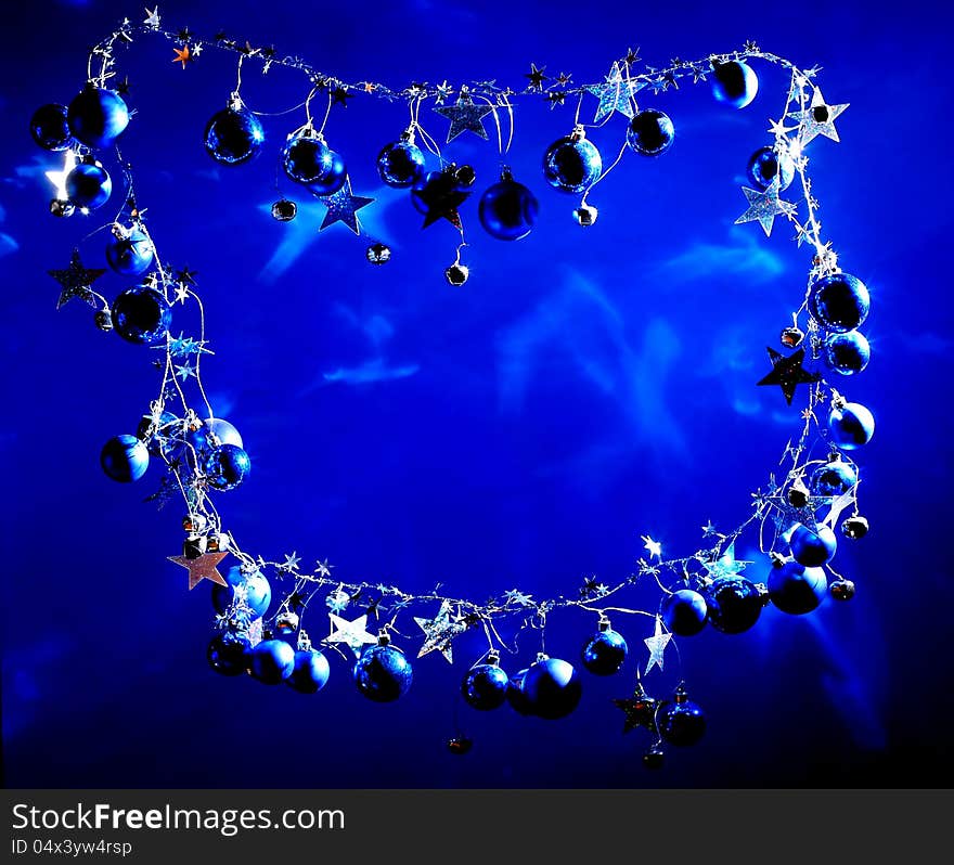 Christmas framework, Decoration on blue background festive