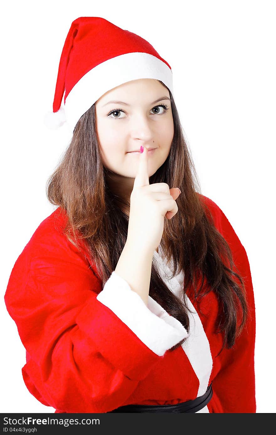 Pretty Young Girl In A Silence Santa Costume