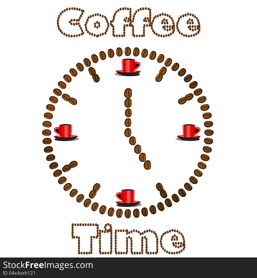 Vector illustration of a watch made of coffee beans