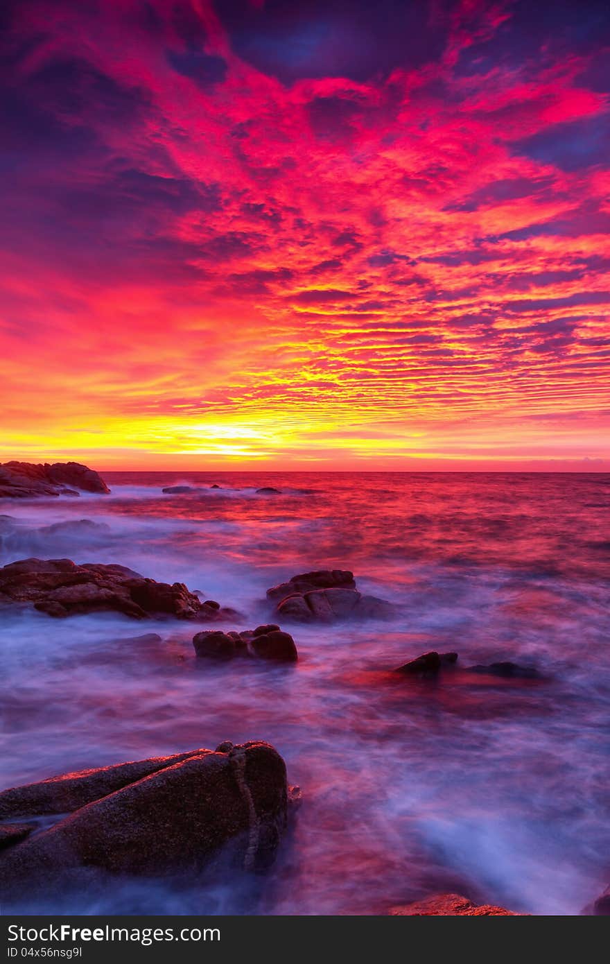 Beautiful sunrise in the coastal (Spain,Costa Brava)