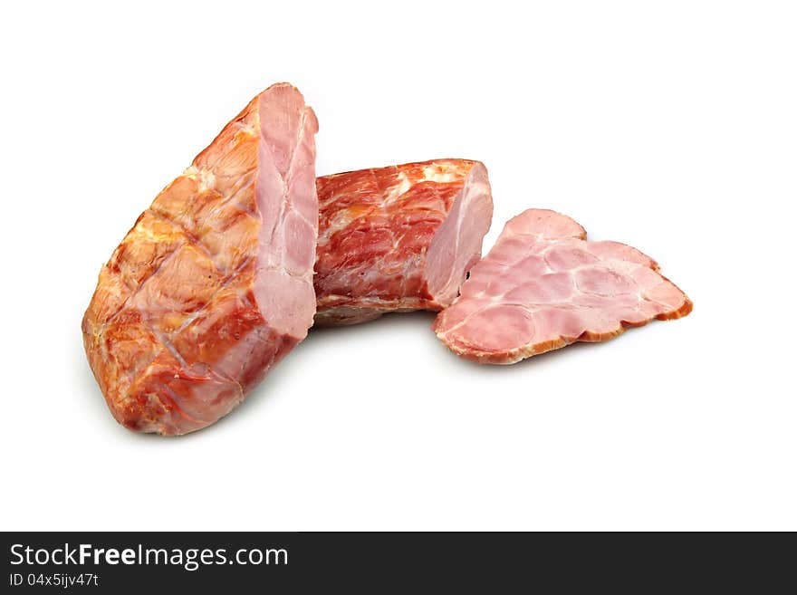 Smoked pork meat  on white background