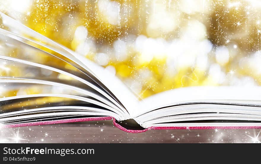 Beautiful background with book and Christmas stars. Beautiful background with book and Christmas stars